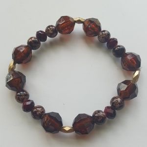 ❤Speckled Statement Bracelet, Brown//Garnet red ❤️